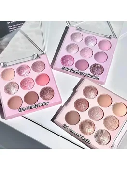 Heallor Ice Cream Eyeshadow Palette Korean Eye Makeup Palette Long Lasting Glitter Rose Blush Purple Eye Shadows Korean Women Co - Thumbnail 7