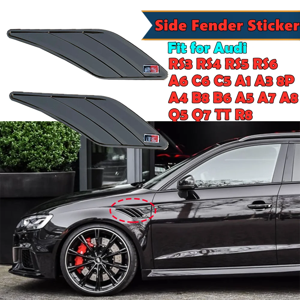 Car Air Vent Sticker Side Fender Trim Stickers Universal For Audi Rs3