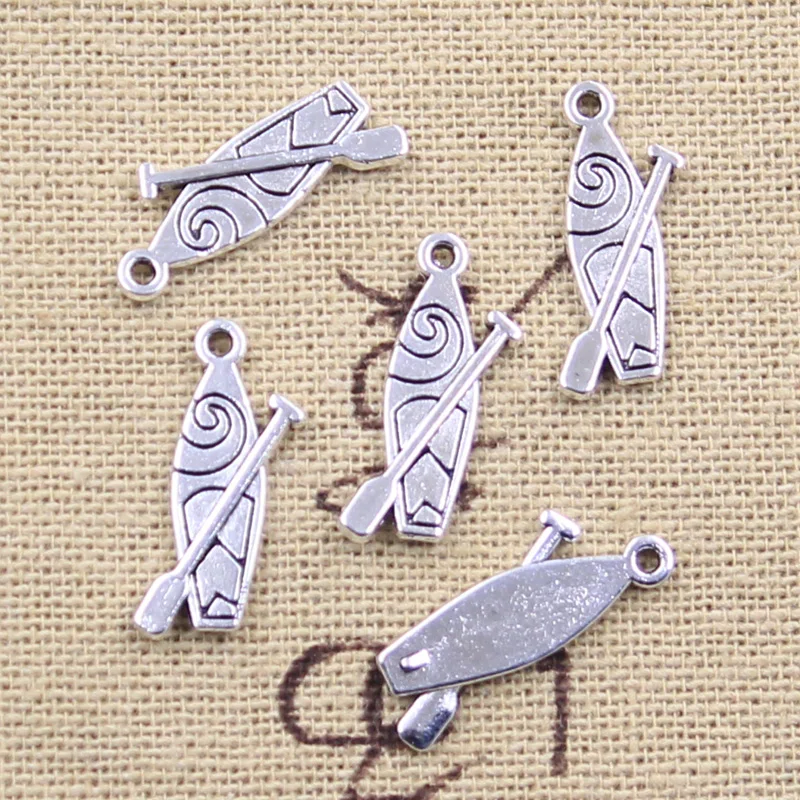 30pcs Charms Surfing Surfboard 20x8mm Antique Silver Color Pendants Making DIY Handmade Tibetan Finding Jewelry
