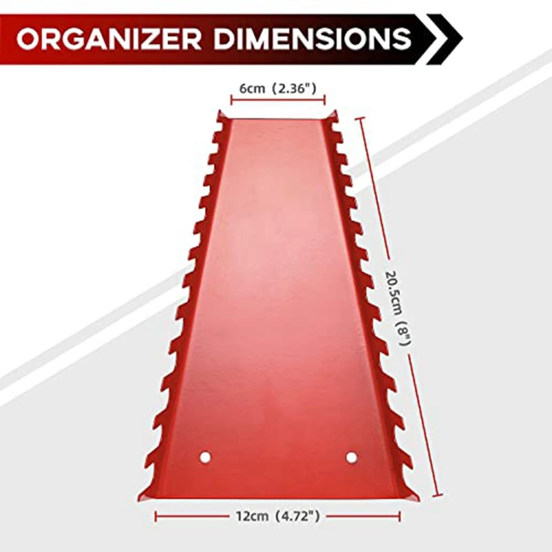 Metal Wrench Organizer Wall-Mounted Storage Solutions for Wrench 2 Piece 1 Red & 1Black