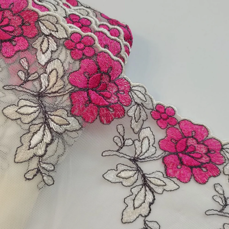 15 метров Цветочные пионы с окантовкой кружевные отделки костюм танцевальное платье бюстгальтер нижнее белье постельное белье ткань для шитья