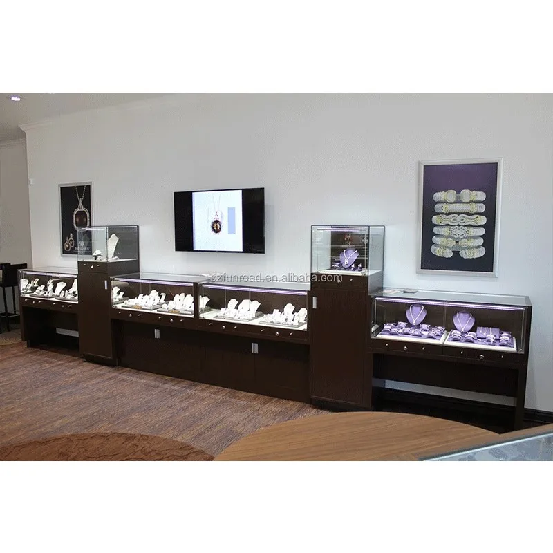 

Custom. Luxury jewelry display cabinets black interior design jewelry display showcases store layout plan