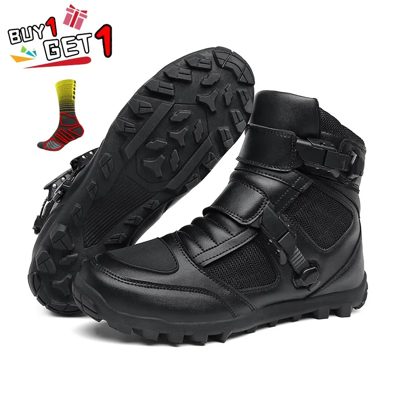 

Professional Men Leather Motorcycle Boots Moto Riding Waterproof Motocross Boots Motorcycle Racing Race Black Motorcycle Shoe