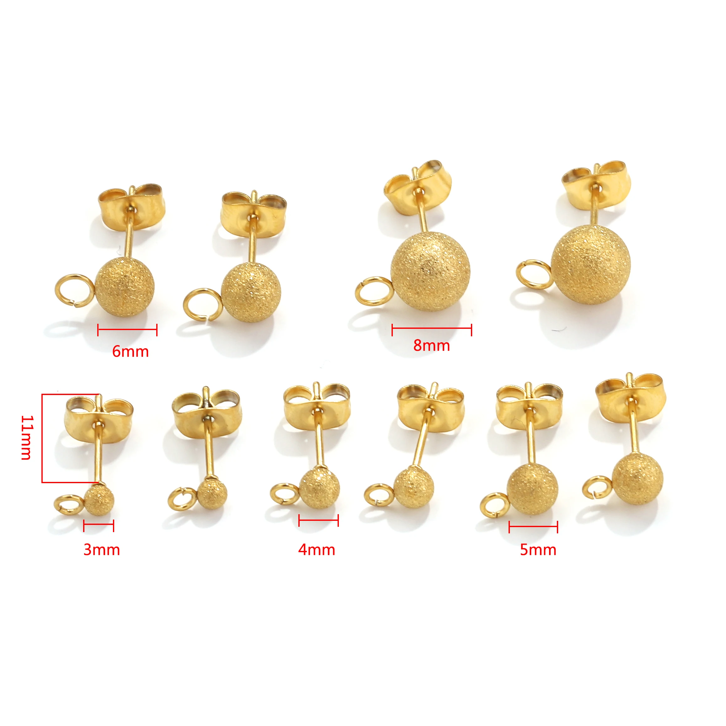 Earring Post with 6mm Ball, Gold-Plated (72 Pieces)