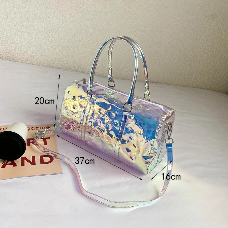 2024 New Colorful Transparent Jelly Bag Shoulder Bag for Women Handbag Waterproof Large Capacity Storage Bag Portable Travel Bag