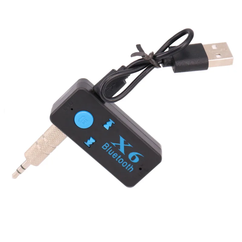 3 in 1 Bluetooth 호환 무선 어댑터 X6 USB 수신기 3.5mm 오디오 잭 TF mp3 카드 리더기 마이크 통화 지원 자동차 스피커