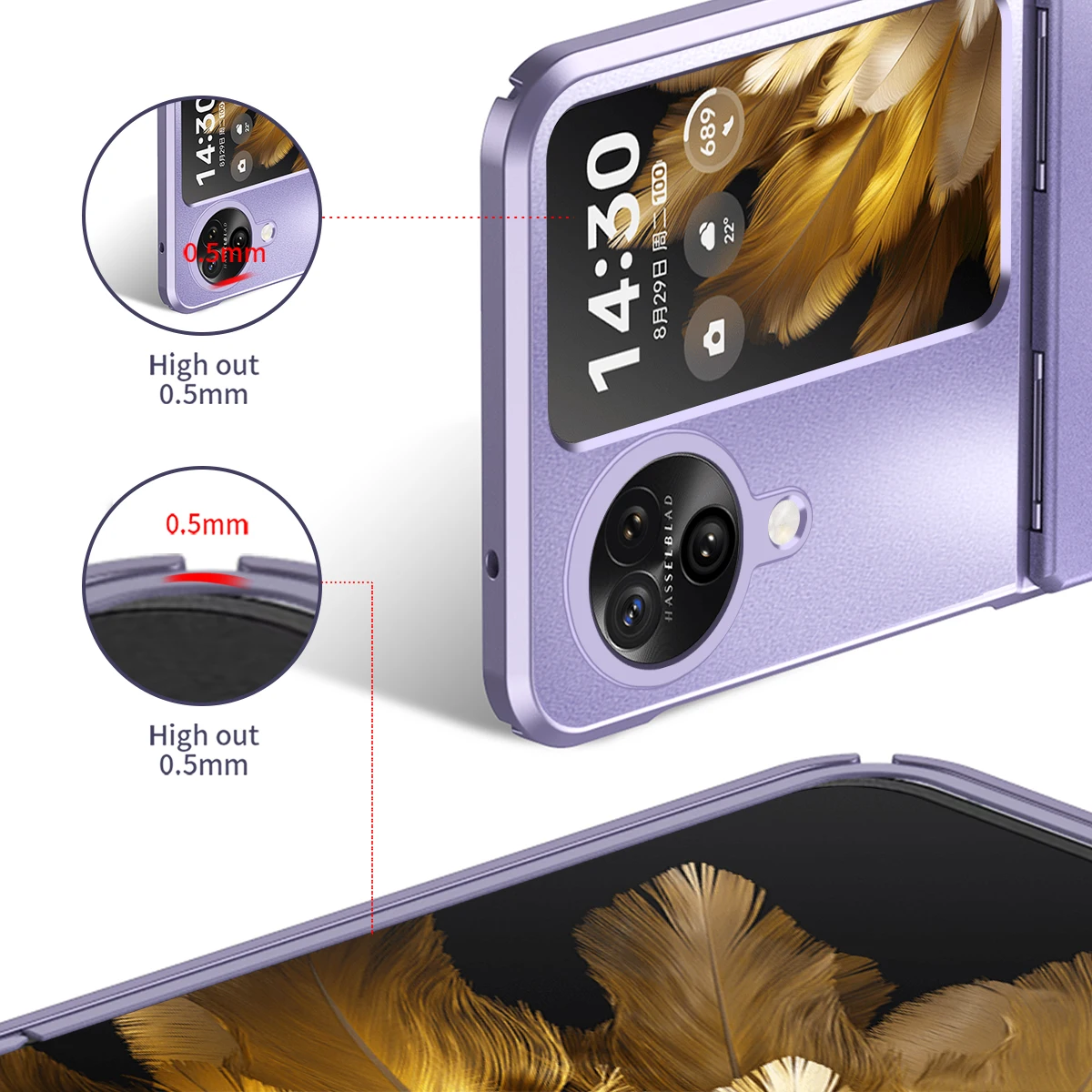 For OPPO Find N3 Flip Case Colorful Solid Color Electroplating All-inclusive Folding Hinge Shockproof Hard Back Case Accessories