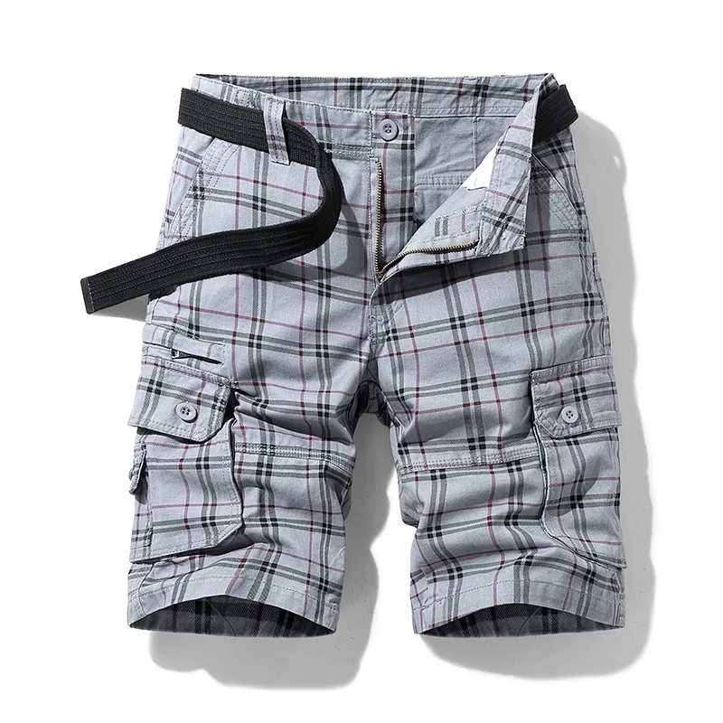2022 Summer Men Cargo Shorts Mens Cotton Casual Breeches Stripe Quick Dry Multi Pocket Shorts Fashion Beach Pants Shorts Male 5