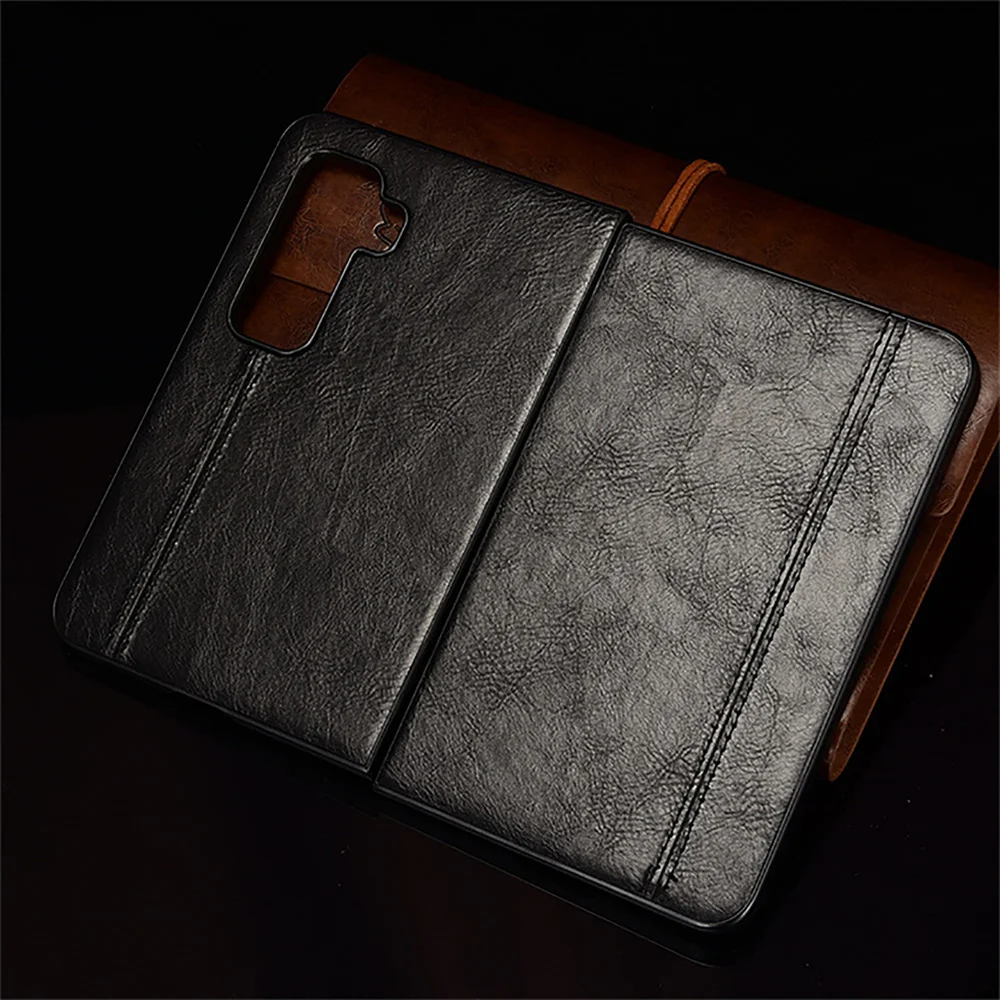 Nuovo Per Microsoft Surface Duo 2 Case Luxury Calfskin Pu Leather Lines Custodia Rigida Per Cover Posteriore Per Microsoft Surface Duo2 Phone Case
