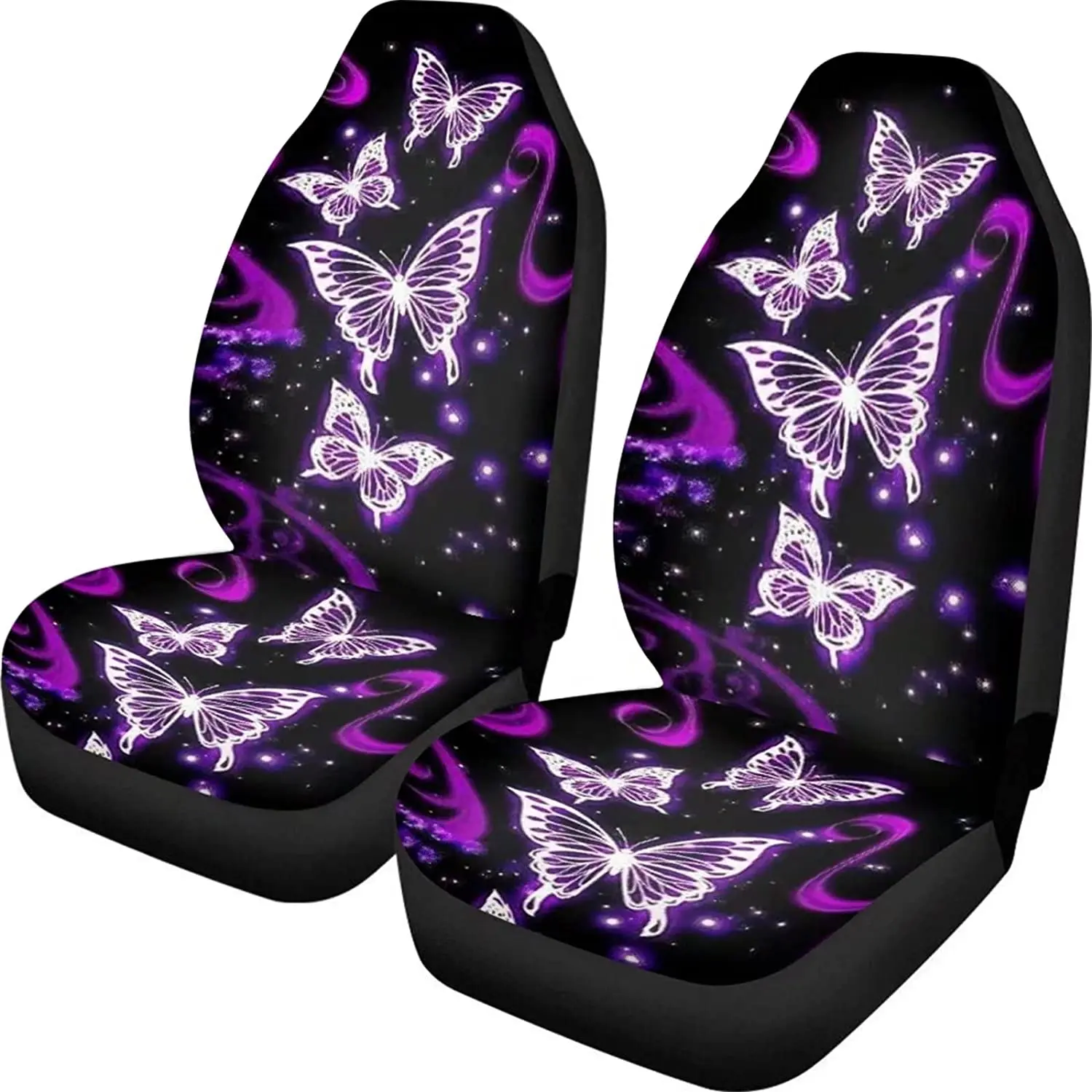 

Set of 2 Car Seat Covers Butterfly Floral Stretchy Carpet Universal Auto Front Seats Protector Fits for Car,SUV Sedan