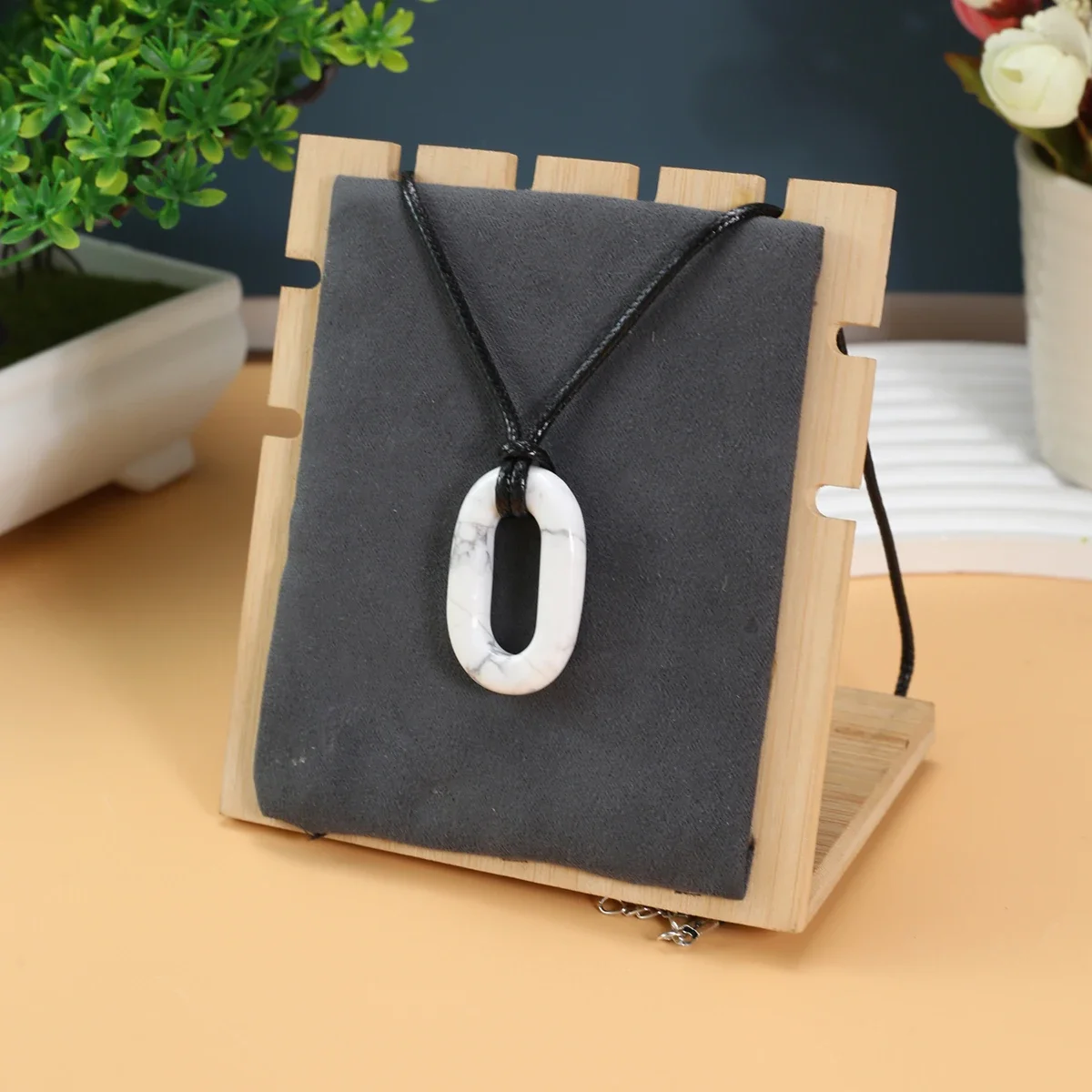 10PCS Wholesale Natural Stone Agate Turquoise Rectangle Pendant Jewelry Necklace Men Accessories Neutral Style Gift Choker