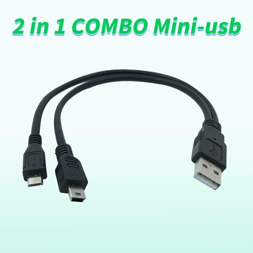 2 In 1 Combo Mini-Usb Mini Usb E Micro Usb 2.0 Connettore Micro-Usb A 5 Pin Cavo Y 30Cm 1Ft Per La Ricarica E La Sincronizzazione Dei Dati