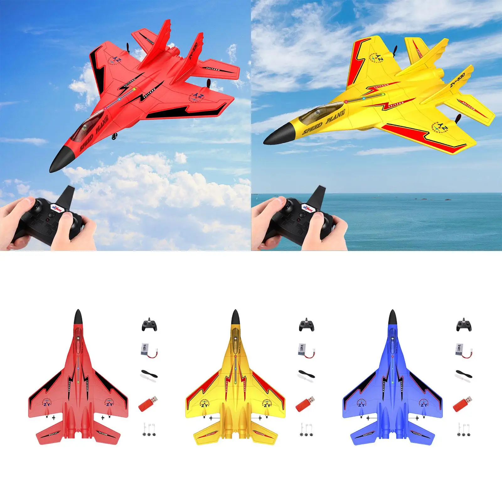 2CH EPP Remote Control Airplane Ready to Go Durable with LED Lights RC Glider for Adults Girls Boys Beginner Kids Birthday Gifts