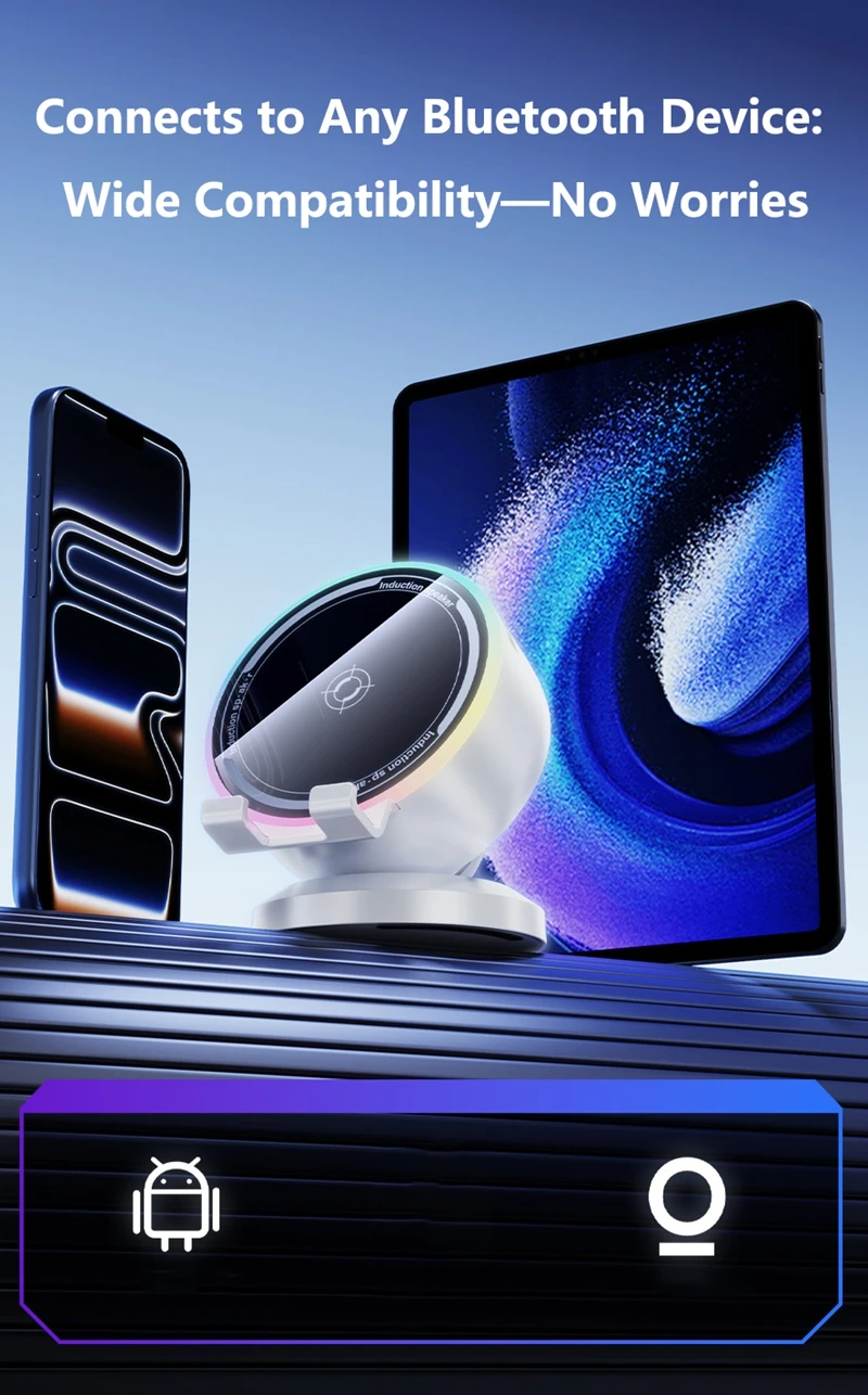 Sensore intelligente per supporto per cellulare, audio, luce RGB pulsante, altoparlante Bluetooth multifunzione da tavolo 2026_voghion.com