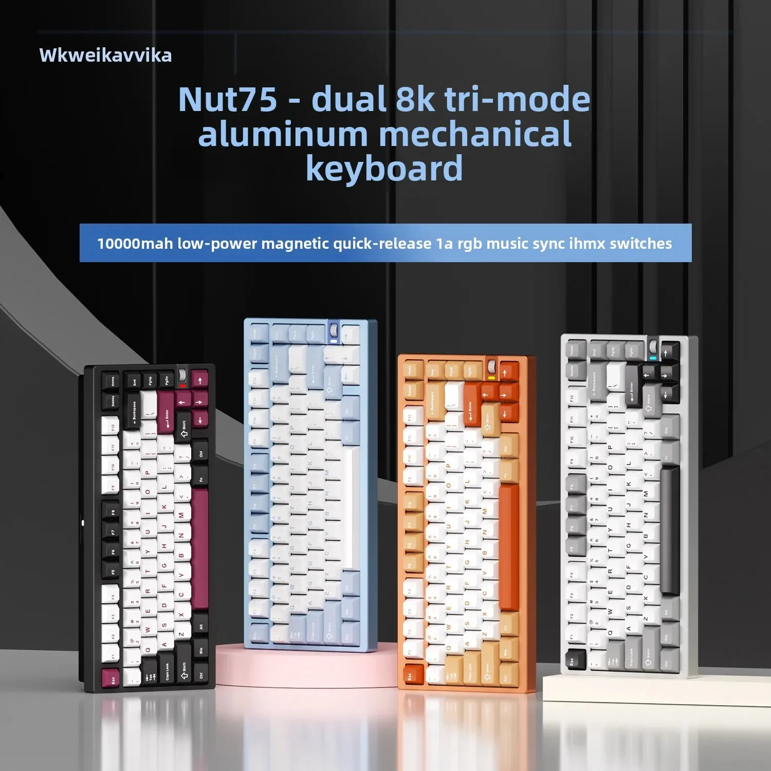 Weikav Nut75 키보드 Doul 8k 3모드 무선 블루투스 키보드 알루미늄 합금 CNC 10000mAh ARGB 게이머 키보드 사무용 액세서리