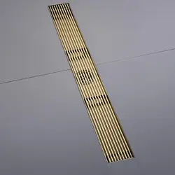 brushed Gold Floor Drain 600mm or 800mm Stainless Steel Bathroom Anti-Odor Wire Strainer Drain Balcony Toilet Kitchen Drains