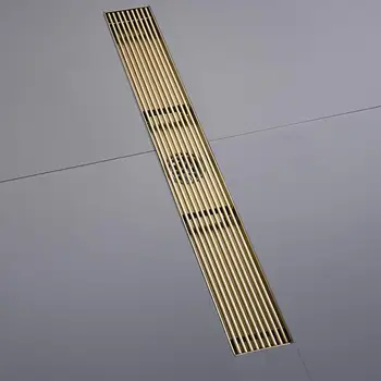 Brushed Gold ท่อระบายน้ําชั้น 600 มม.หรือ 800 มม.สแตนเลสห้องน้ํา Anti-กลิ่นลวดกรองท่อระบายน้ําระเบียงห้องน้ําห้องครัวท่อระบายน้ํา 1