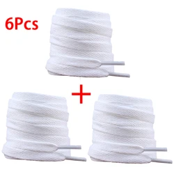Classic Two - Tone Flat Shoelaces - Durable 8mm Wide - Available in Multiple Pack Sizes - 160cm (White - 6Pcs)