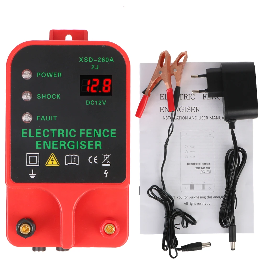 10KMElectricFenceLivestockToolHighVoltagePulseControllerElectricFenceEnergizerLCD