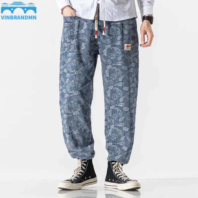 

Vinbrandmn Men's Jeans Autumn Winter New Men's Clothing Vintage Retro Embroidered Chinese Style Jeans Trousers Male