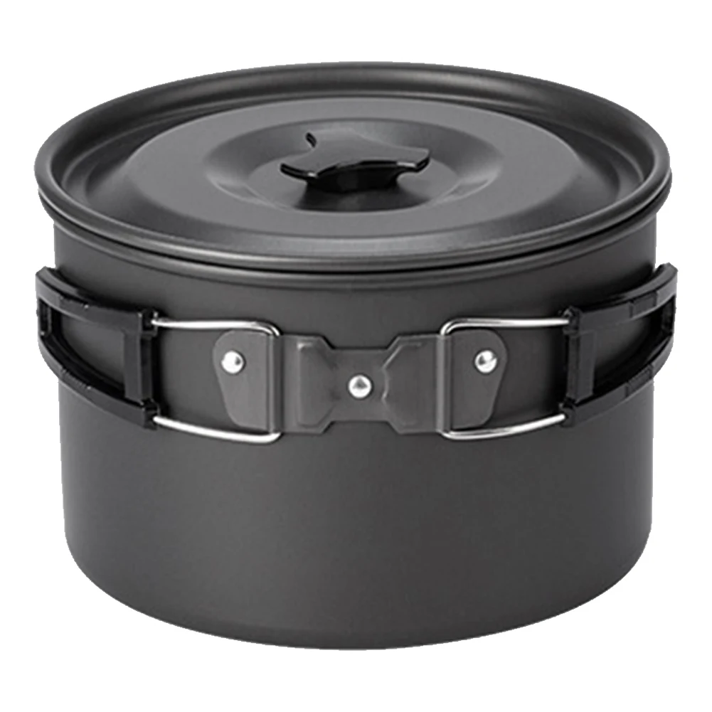 Outdoor Cooking Pot with Lid and Folding Handle Camping Cook Pot Non-Stick Camping Cooking Utensils for Hiking Picnic