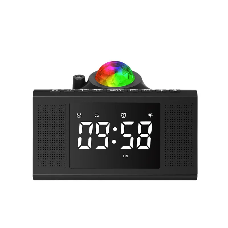 

Night Light Projection Multifunction Color Changing Desk Clock Calendar Music Starry Children Gift Built-in Bt Music Player Lamp