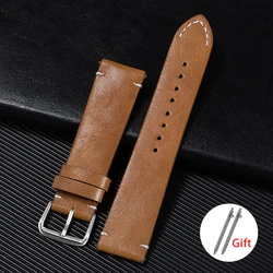 Vintage Genuine Leather Watch Band with Quick Release - 22mm (Light Brown)