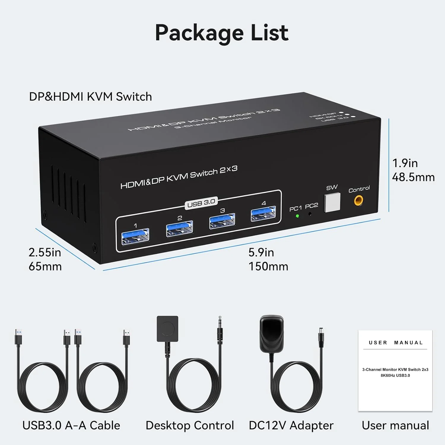 Monitores Triplos Comutadores Kvm para Computador Portas Displayport e Hdmi Portas Monitores Usb 3.0 4k120hz 8k60hz