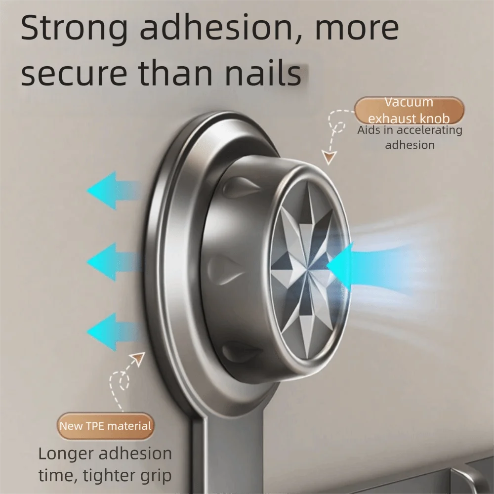 Waterproof Suction Cup Door Hook Wall Mounted Strong Load-bearing Wall Clothes Hanger Space Saving Reusable Bathroom Towel Rack