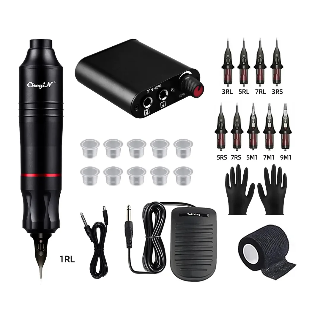 Tattoo Kit Complete Set Wireless Rotary Tattoo Machine Pen Kit DC Interface with Cartridge Needles Permanent Makeup Set tattoo kit tattoo pen tattoo supplies