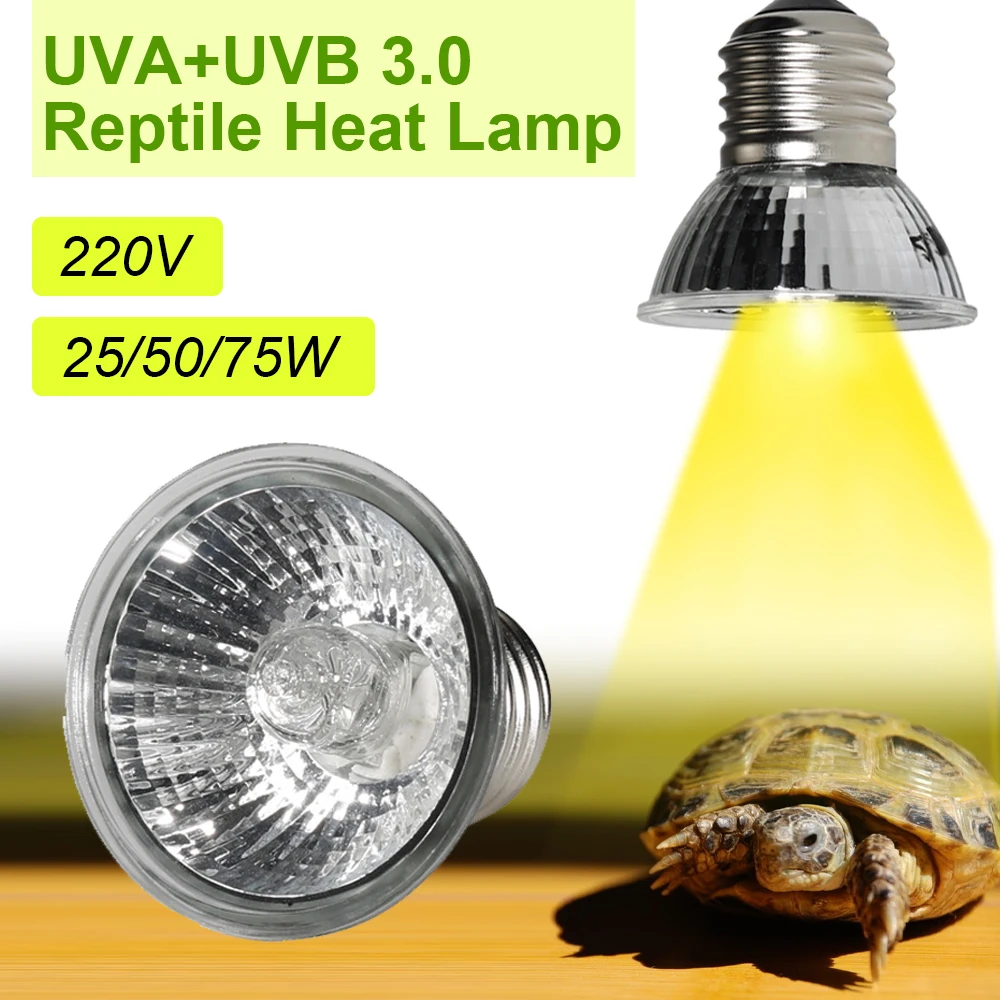 25/50/75W Reptile Lamp Pet Heat Lamp Bulb UVA+UVB Turtle Basking UV Light Bulb Amphibians