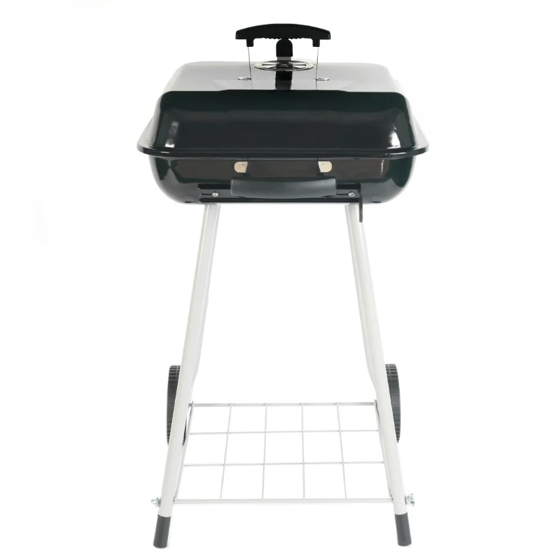 

17.5" Square Steel Charcoal Grill with Wheels, Black