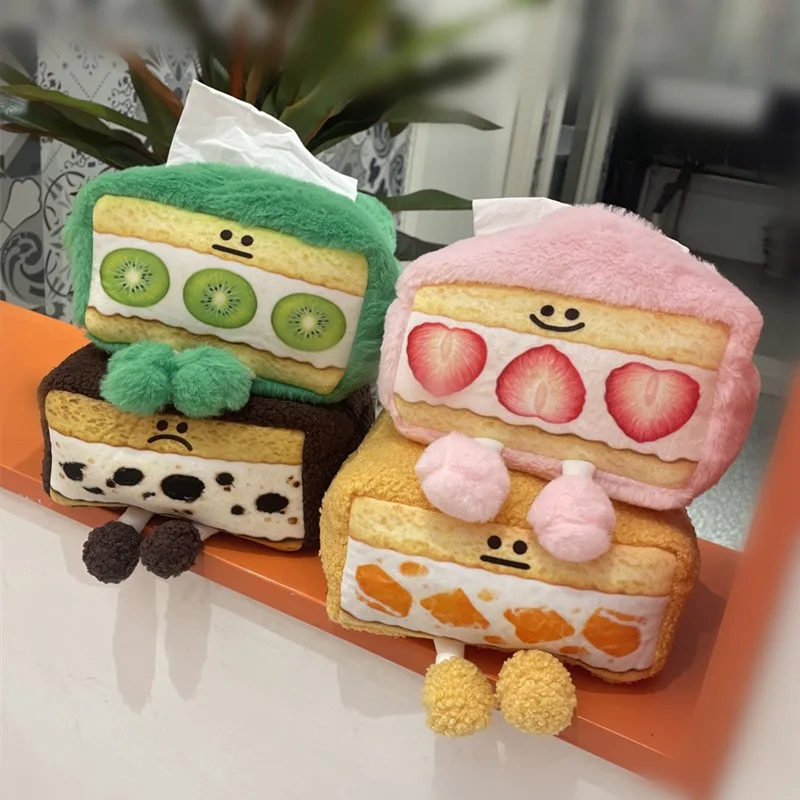 Strawberry Dessert  Tissue Box Sweet Color Pink Durable Home Car Hotel Sofa Paper Tissue Holder Napkin Case Pouch Girl's Gift 4