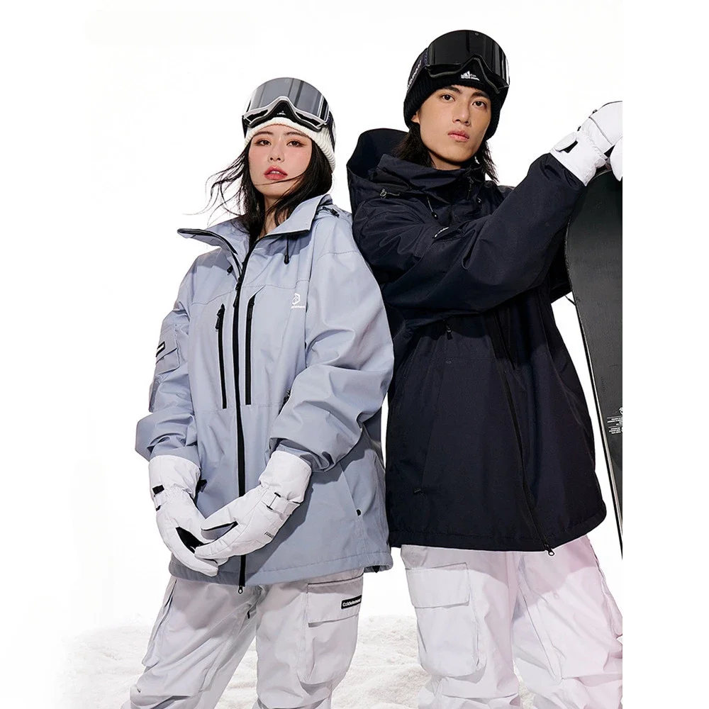 Unisex Fluorescent Pink Ski Jacket for Men Women Windproof Overalls Hoodie Waterproof Outdoor Jackets Snowboard Sports Clothing