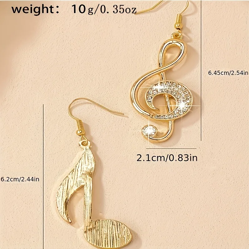 Rhinestone Music Symbol Earrings Women's Party Jewelry