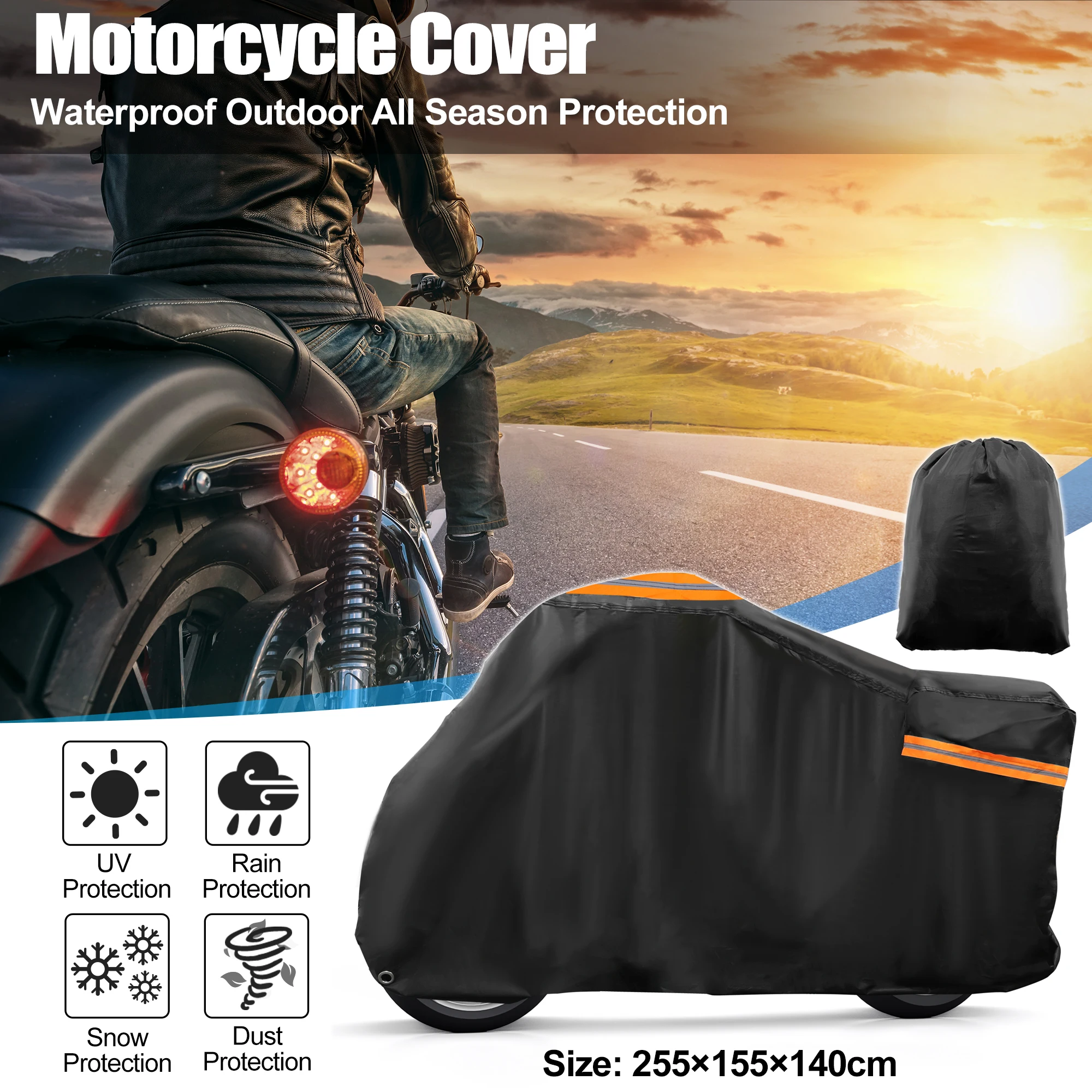 

UXCELL Universal 300D Motorcycle Covers Motorbike Cover Outdoor UV Protection Waterproof Motor Cover Dust Rain Scooter Cover