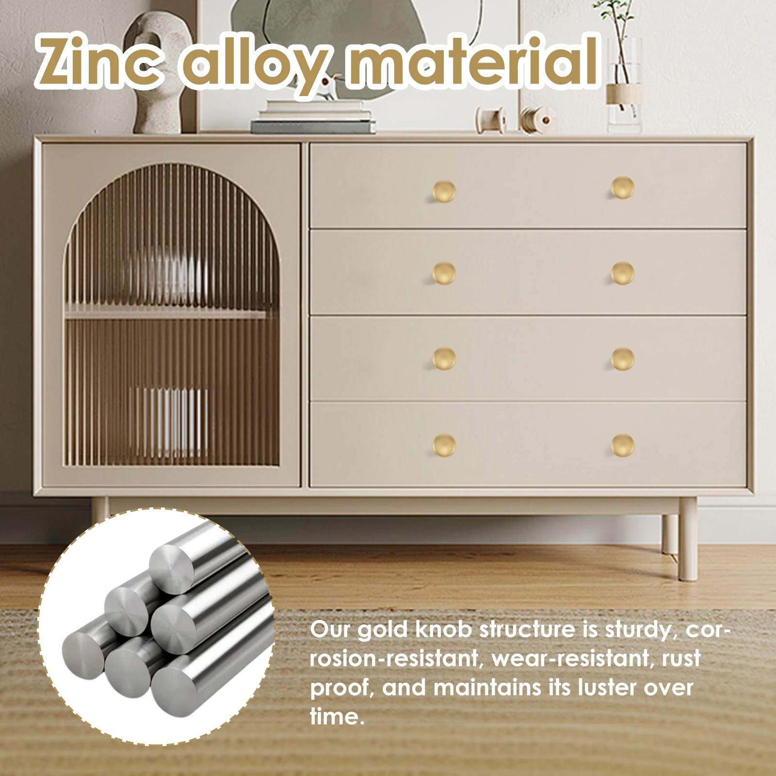 25Pcs Drawer Knob Set Zinc Alloy Cabinet Handles Rustproof Gold Dresser Knobs Screws Decorative Drawer Pull Handle Furnitur