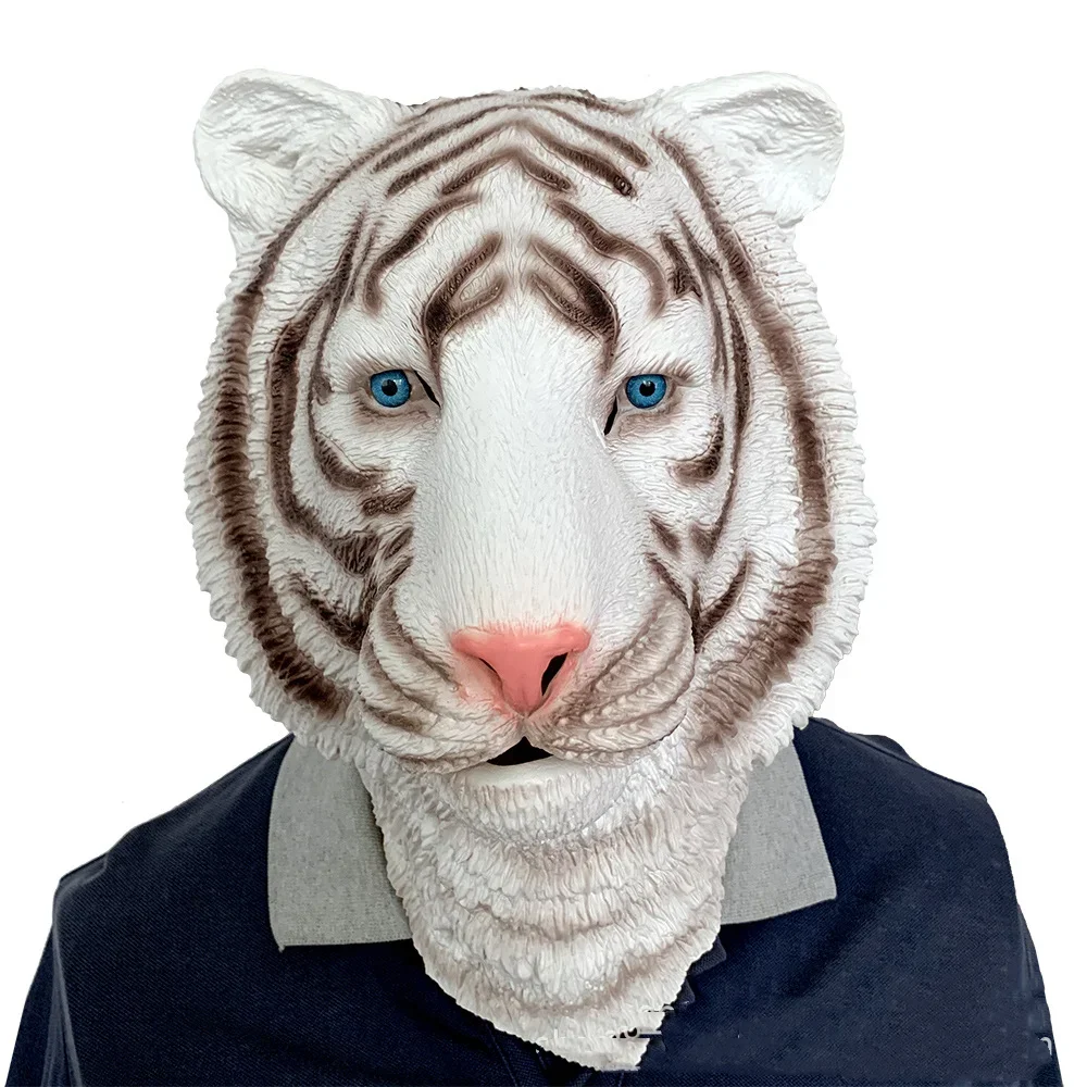 Realistic Tiger Mask Cosplay Full Head Animal Mask Halloween Costume Party Cute Latex Carnival Gift Adult Animal Prop,full face mask,half face mask