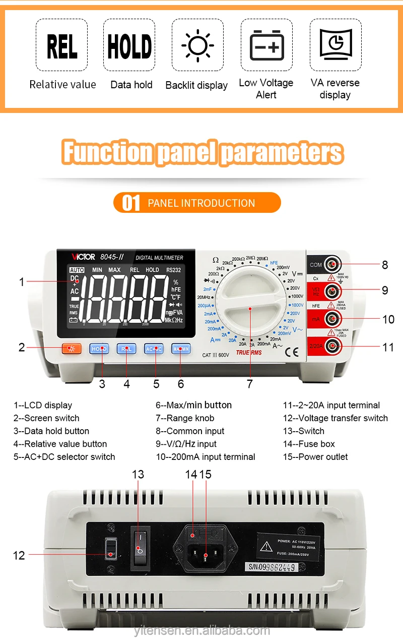 BRAND VC8045-II Bench Type True RMS DMM Digital Multimeter