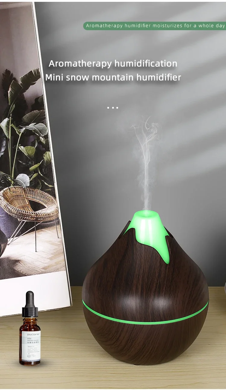 Aroma Diffuser Ultrasonic Wood Grain Humidifier With 7 Led Colors_voghion.com