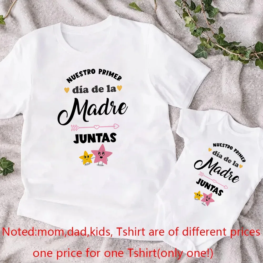 Our First Mother's Day Family Matching Clothes Spanish Mommy and Baby Shirt Mothers Day Fashion Outfit Mama T-shirt Baby Romper 3