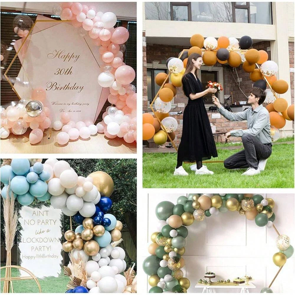 1pcs Metal Frame Wedding Banquet Backdrop Decoration Balloon Arch Frame Flower Stand Birthday Party Home DIY Hexagon Arch Stand