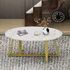 Coffee Table White Faux Marble Coffee Table for Living Room,Oval Center Table Modern Tea Table for Small Space,Wooden Living 6