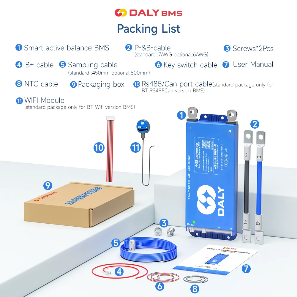 100BALANCE 100A 8-24S Smart BMS Avec Balance Active Et Application Bluetooth Intégrée/UART Pour Batterie Au Lithium NCM/LFP/LTO Pack