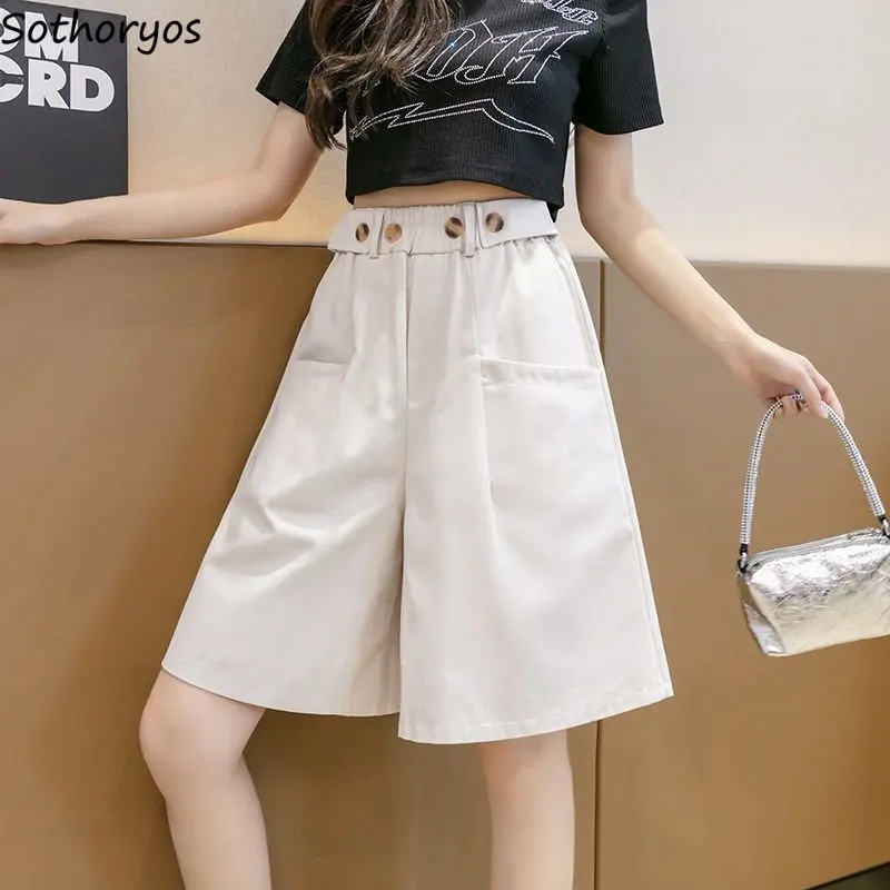 

Shorts Women Solid All-match Daily Designed Charming Simple Korean Style Leisure Basics Delicate Gentle Young Stylish Ladies Ins