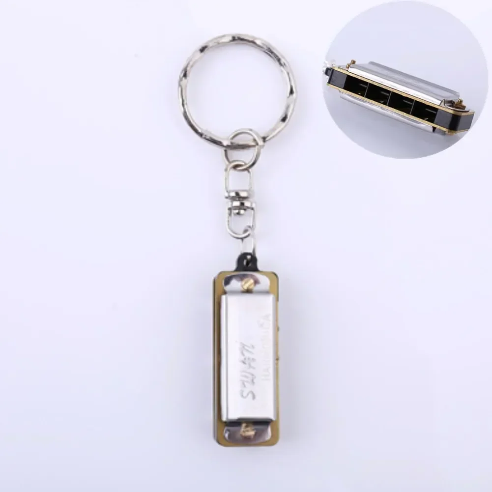 Children Keychain Harmonica With Keychain 1 X Mini Harmonica 35x13x11mm 4 Holes Sturdy Cover Plate Alloy Reeds