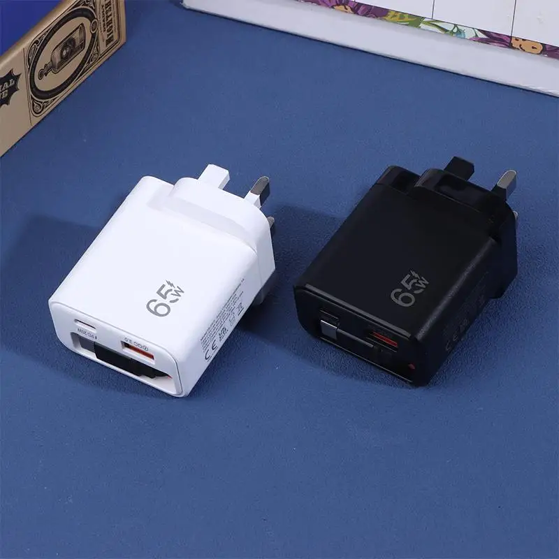 65W USB C 고속 충전기, 접이식 타입-C 케이블 포함, 아이폰 16 15 맥북 삼성 노트북 아이패드용 PD 고속 충전, EU/US/UK 플러그