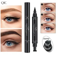 Quick Drying Matte Eyeliner Pen Waterproof Liquid Black Long Lasting 2 In1 Seal Stamp Black Eye Liner Pencil Cosmetics Makeup 2