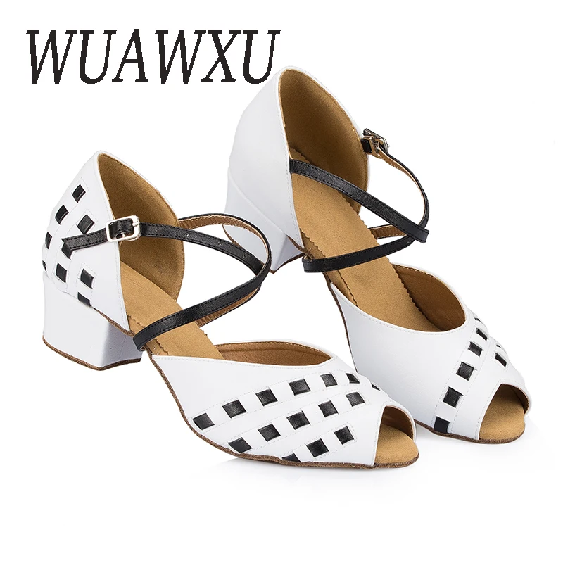 NATASHA 2023 Latin Dance Shoes Female Adult Soft Sole Low Heel National Standard Professional Dance Shoes Indoor High Heel Leath