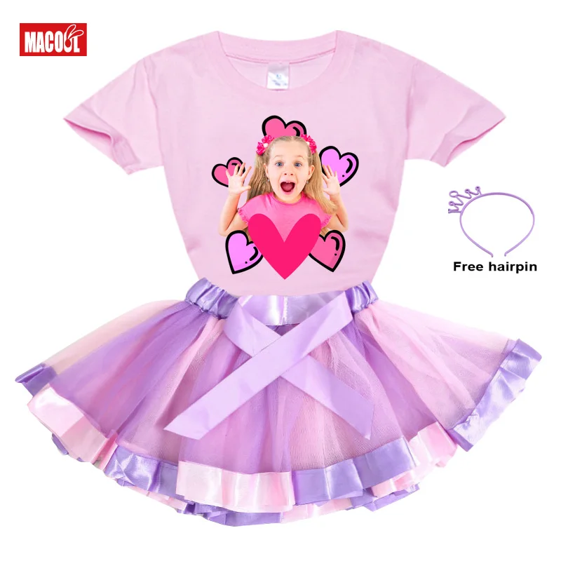 disney clothing sets Girl Clothes Set Rainbow Dress Tutu Dress Suit Children Clothing Summer Skirt Kid Clothing Toddler Baby Outfit Love Diana TShirt absolver clothing sets	